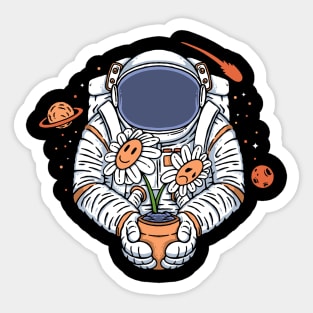 Happy Sad Flower Astronaut T-Shirt Sticker